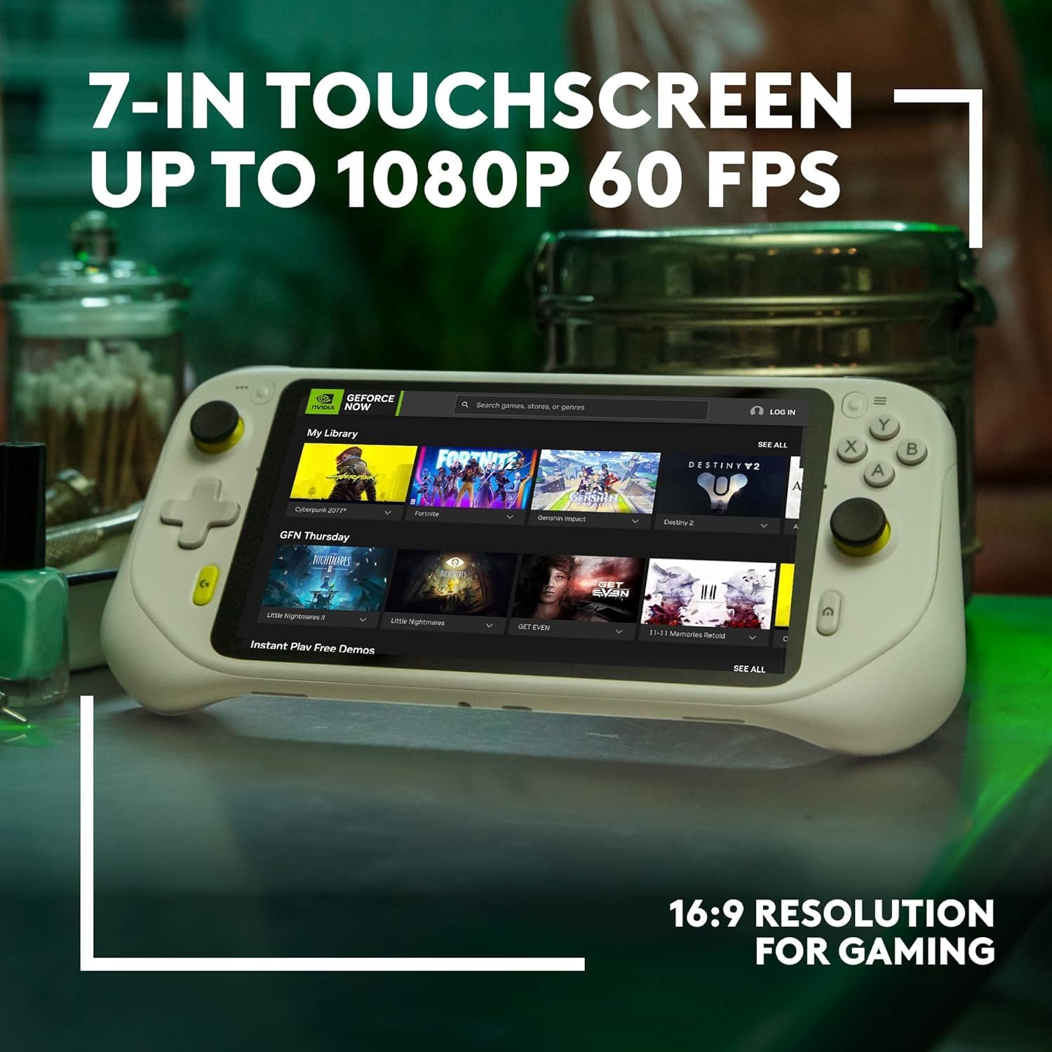 Logitech G Cloud Gaming Handheld, Portable Gaming Console with Long Battery Life, 1080P 7-Inch Touchscreen, Lightweight Design, Xbox Cloud Gaming, NVIDIA GeForce NOW, Google Play - UK plug - White image 4 Logitech G Cloud Gaming Handheld, Portable Gaming Console with Long Battery Life, 1080P 7-Inch Touchscreen, Lightweight Design, Xbox Cloud Gaming, NVIDIA GeForce NOW, Google Play - UK plug - White image 4